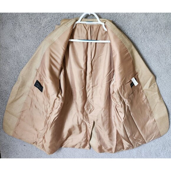 Lauren Ralph Lauren Beige 2 Button Blazer Suit Jacket Size 46 L Silk Wool Blend - Picture 10 of 14